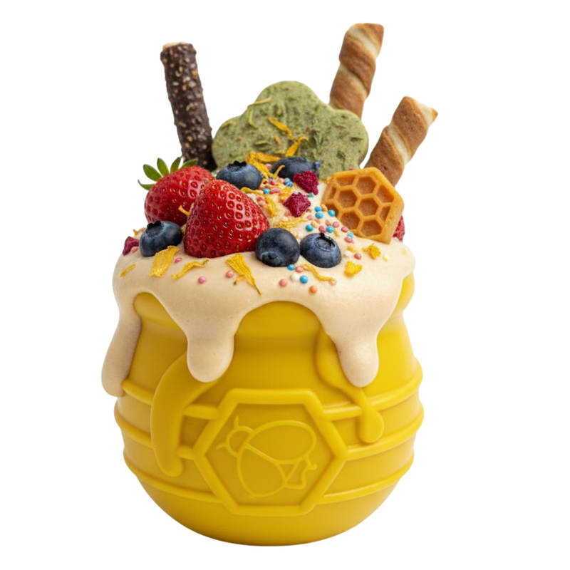 Honey Pot Dog eCup Treat Dispenser | Durable PUP-X Rubber Enrichment Toy | USA Made