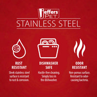 Jeffers Pet Embossed No-Tip Anti-Skid Stainless Steel Pet Bowls for Dogs, Cats, Puppies, Kittens – Rubber Base, Food & Water Feeding Dish