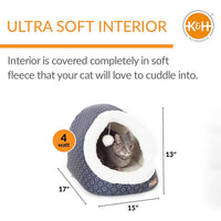 K&H Pet Products Thermo-Pet Cave Heated Cat Bed – Plush Cat Cave & Tunnel for Cats and Small Dogs