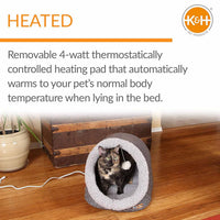 K&H Pet Products Thermo-Pet Cave Heated Cat Bed – Plush Cat Cave & Tunnel for Cats and Small Dogs