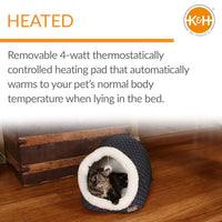 K&H Pet Products Thermo-Pet Cave Heated Cat Bed – Plush Cat Cave & Tunnel for Cats and Small Dogs