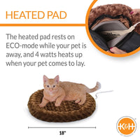 K&H Thermo-Kitty Fashion Splash Heated Cat Bed – Orthopedic, Energy-Efficient, Plush Indoor Cat Bed, Machine Washable