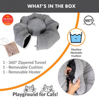 K&H Thermo-Kitty Heated Cat Tunnel – Indoor Heated Cat Bed and Play Tunnel with Machine Washable Pillow