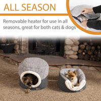 K&H Thermo-Pet Nest Heated Cat Bed – Soft Plush Indoor Cat Cave for Cats and Small Dogs, Machine Washable