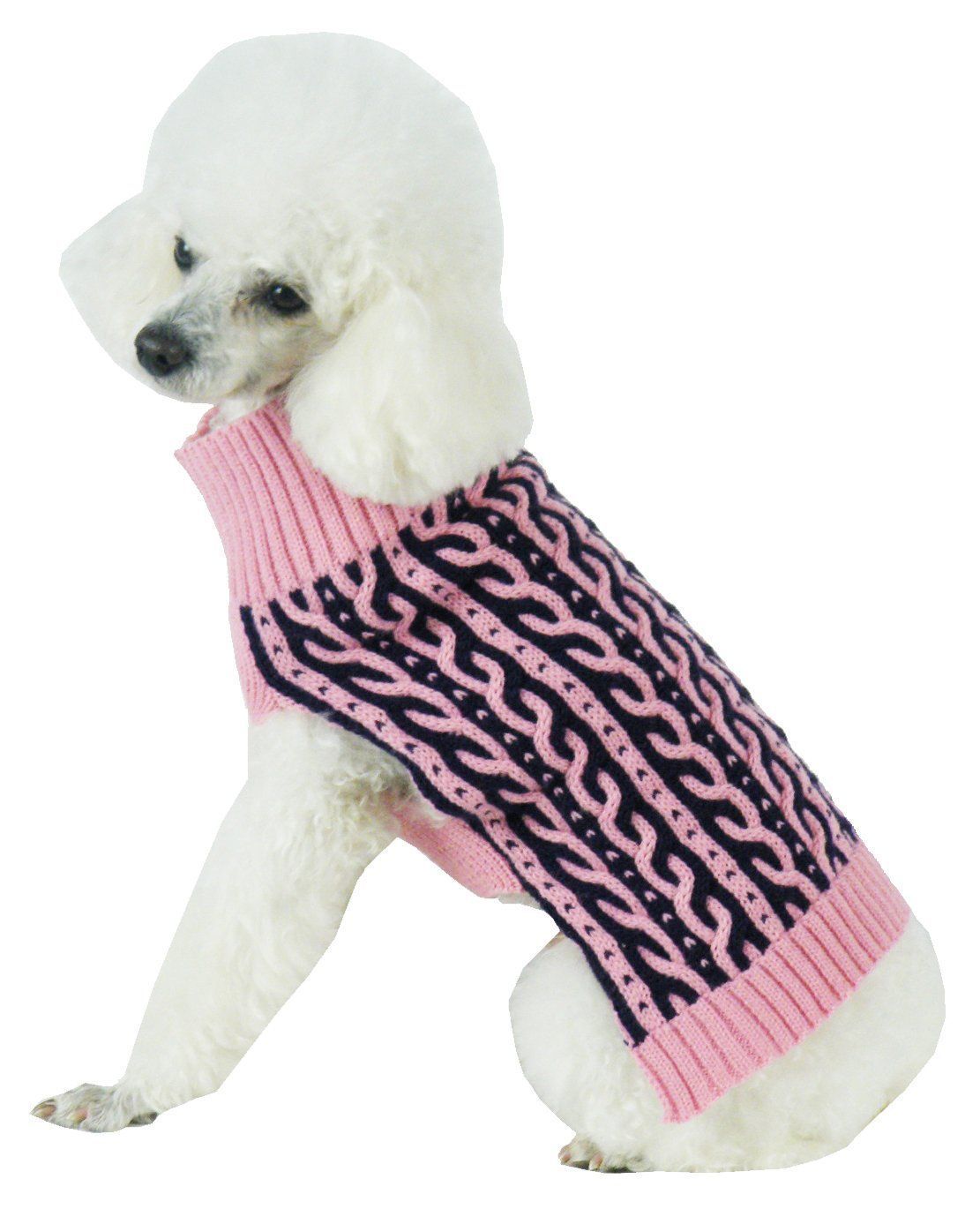 Pet Life ® 'Harmonious' Dual Color Weaved Heavy Cable Knitted Fashion Designer Dog Sweater