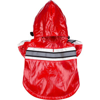 Pet Life ® 'Reflecta-Glow' Reflective Waterproof Adjustable Dog Raincoat Jacket w/ Removable Hood