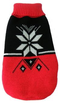 Pet Life ® Snow Flake Cable-Knitted Ribbed Fashion Turtle Neck Dog Sweater