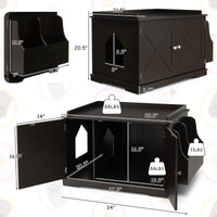 Large Wooden Cat Litter Box Enclosure with the Storage Rack