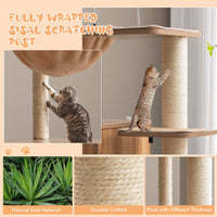 52 Inch Modern Multi-level Cat Play Center with Deluxe Hammock-Natural