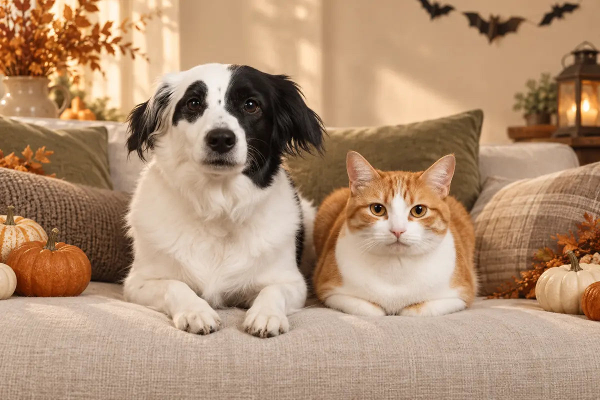 Gary and Tucker in their cozy autumn room